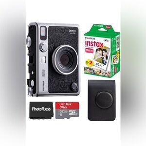 Fujifilm Instax Mini EVO Hybrid Instant Camera - Black and Silver Bundle